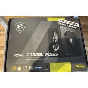 MSI MAG A750GL PCIe5 750W 80+ Gold ATX 3.1 Ready Gaming Power Supply SEALED